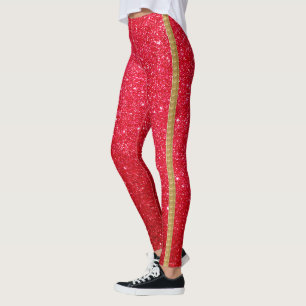 rode glitter side stripe women ' s ultieme rekking leggings