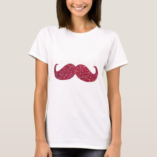 Rode Glitter Snor T-shirt (Voorkant)