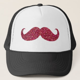 Rode Glitter Snor Trucker Pet