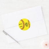 Rode Glitter Softbalsteken Ronde Sticker (Envelop)