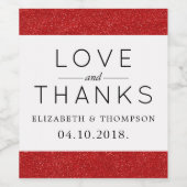 Rode glitter, Sparkly, Slanzend Glitter, Weddensch Wijn Etiket (Enkel label)