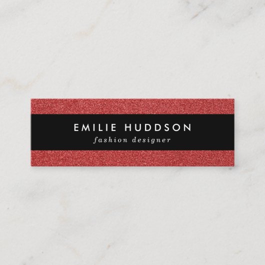 Rode glitter, sprankeling, glitterachtergrond mini visitekaartje (Voorkant)