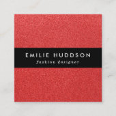 Rode glitter, sprankeling, glitterachtergrond vierkante visitekaartje (Voorkant)