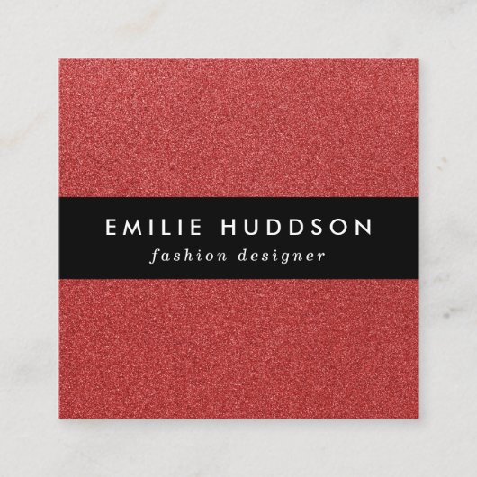 Rode glitter, sprankeling, glitterachtergrond vierkante visitekaartje (Voorkant)