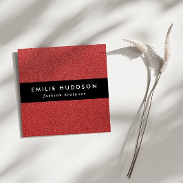 Rode glitter, sprankeling, glitterachtergrond vierkante visitekaartje