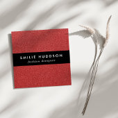 Rode glitter, sprankeling, glitterachtergrond vierkante visitekaartje