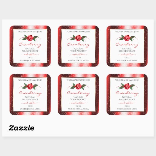 Rode glitter sterren Witte etiketten van het Produ (Vel)