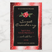 Rode glitter sterren zwarte productetiketten Roos  Voedselcontainer Etiket (Enkel label)