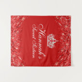 Rode Glitter Sweet 16 Achtergrond Wandkleed (Voorkant (horizontaal))