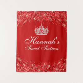 Rode Glitter Sweet 16 Achtergrond Wandkleed