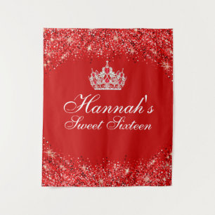 Rode Glitter Sweet 16 Achtergrond Wandkleed