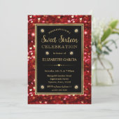 rode glitter Valentijn harten zoet zestien Kaart (Staand voorkant)