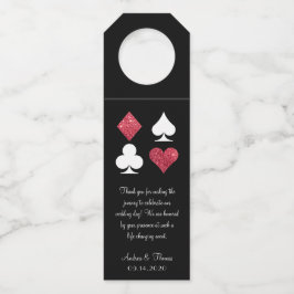 Rode Glitter Vegas Bruiloft Welkomstfles Label