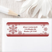 Rode glitter vervaagt het terugzendadres van sneeu etiket (Insitu)