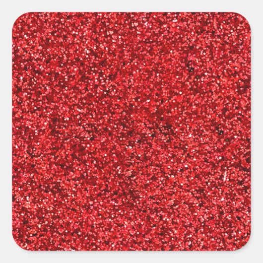 Rode glitter vierkante sticker (Voorkant)