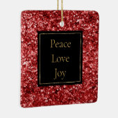 Rode Glitter Vrede Liefde Joy Keramisch Ornament (Rechts)