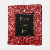 Rode Glitter Vrede Liefde Joy Keramisch Ornament (Links)