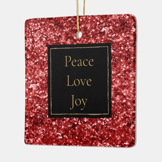 Rode Glitter Vrede Liefde Joy Keramisch Ornament (Links)