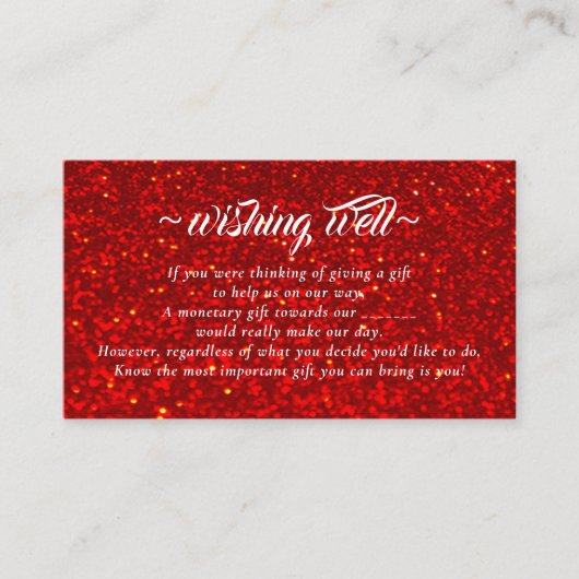 Rode Glitter Wensput Voor Trouwen Informatiekaartje (Voorkant)