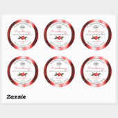 Rode Glitter White Product Labels Roos Flower Logo (Vel)