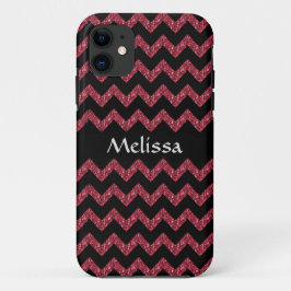 Rode glitter zig zag sjabloon iPhone 11 hoesje