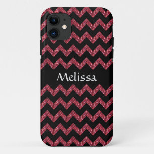 Rode glitter zig zag sjabloon iPhone 11 hoesje