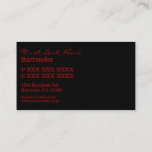 Rode glitterbarman drink visitekaartje (Achterkant)