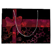 Rode glitterboog en zwarte sterren groot cadeauzakje (Achterkant)