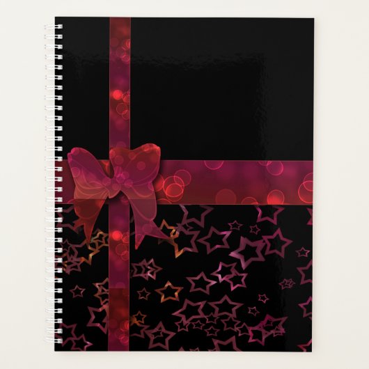 Rode glitterboog en zwarte sterren planner (Voorkant)