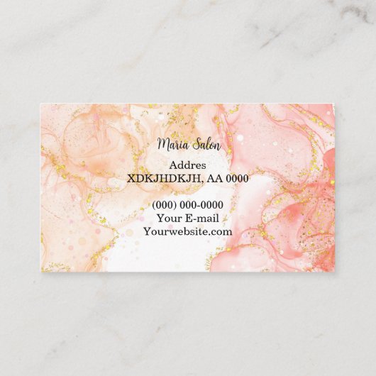 Rode glittergoud waterverf Visitekaartje (Achterkant)