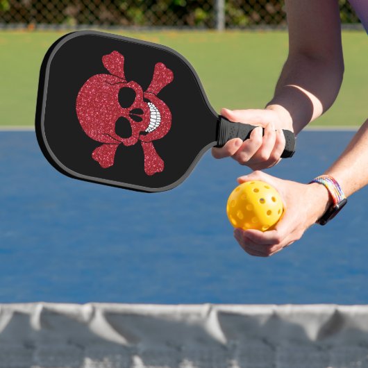 Rode glitterhuid en kruisbeenderen pickleball paddle (Insitu)