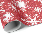 Rode glitters en sneeuwvlokken inpakpapier (Rol Hoek)