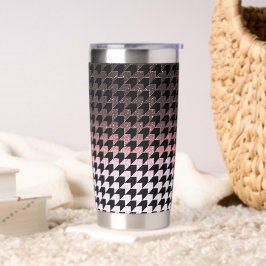 Rode glitters en zwart houndstooth patroon geïsoleerde drinkbeker