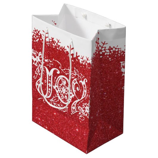 Rode glitters Feestelijke middelgrote cadeautas (Voorkant Gekanteld)