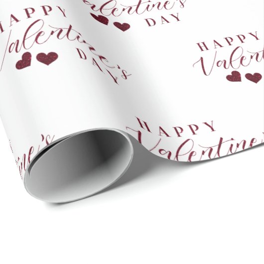 Rode Glitters Happy Valentijnsdag Harten Cadeaupapier (Rol Hoek)
