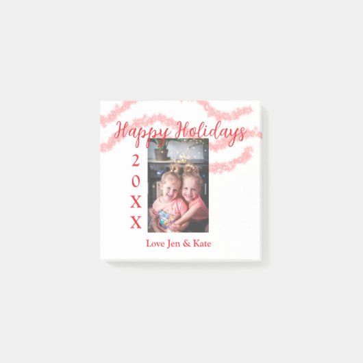 Rode glitters kinder familie foto fijne feestdagen post-it® notes (Voorkant)