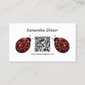 Rode glitters Lieveheersbeestje Aangepaste QR-code Visitekaartje (Achterkant)