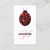 Rode glitters Lieveheersbeestje QR-code Monogram w Visitekaartje (Achterkant)