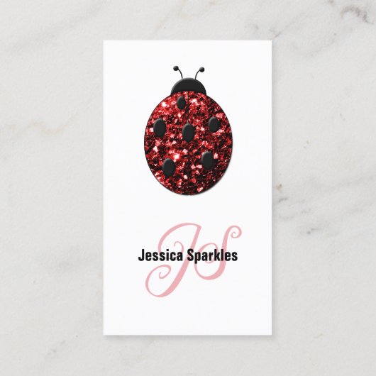 Rode glitters Lieveheersbeestje QR-code Monogram w Visitekaartje (Achterkant)