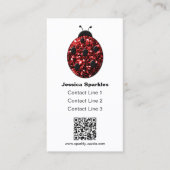 Rode glitters Lieveheersbeestje QR-code Monogram w Visitekaartje (Voorkant)