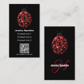 Rode glitters Lieveheersbeestje QR-code Monogram z Visitekaartje (Voorkant / Achterkant)