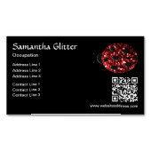 Rode glitters Lieveheersbeestje QR-code zwart Aang Magnetisch Visitekaartje (Voorkant)