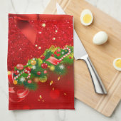 Rode glitters met kerst- en bloedige versieringen theedoek (Quarter Fold)