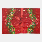 Rode glitters met kerst- en bloedige versieringen theedoek (Horizontaal)