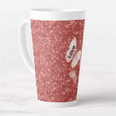Rode Glitters Roze Liefde Vreugde Vlinders Latte Mok (Linkerhoek)