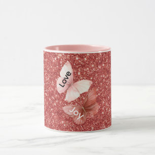 Rode Glitters Roze Liefde Vreugde Vlinders Mok