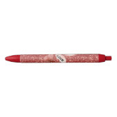 Rode Glitters Roze Liefde Vreugde Vlinders Zwarte Inkt Pen (Voorkant)