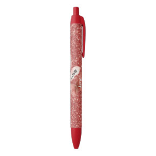 Rode Glitters Roze Liefde Vreugde Vlinders Zwarte Inkt Pen