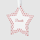 Rode glitters sterren gepersonaliseerd ornament (voorkant)
