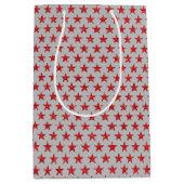 Rode glitters sterren middel grote cadeautas (Voorkant)